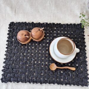 ランチョンマット| 格子網　黒